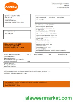 FIDESZ easy to fill utility business bill,  SCR